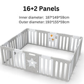 Coolever Baby Playpen Baby Fence 16+2 Panels (Grey & White Stars)